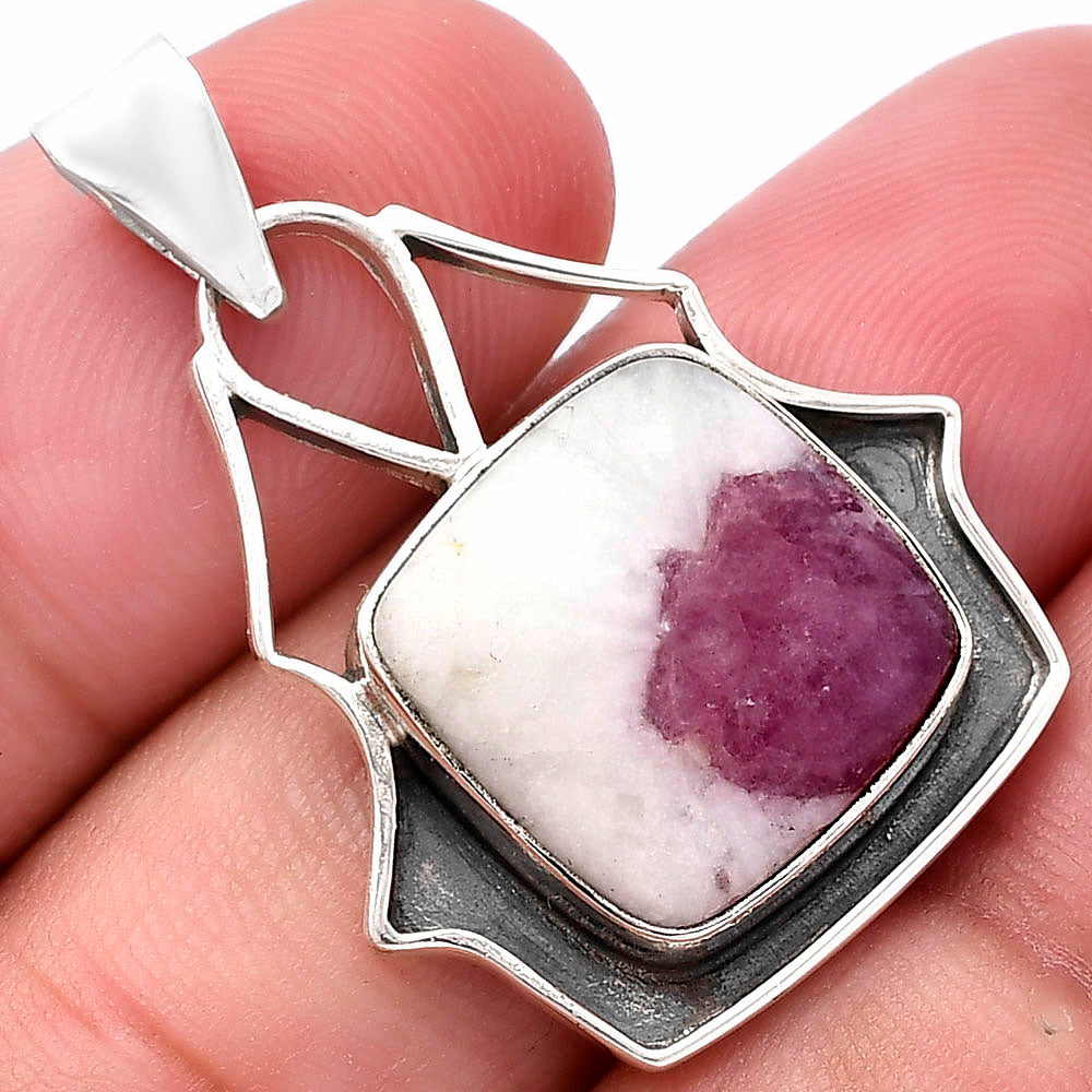 Natural Pink Tourmaline in Quartz Pendant P-1197 SDP144749