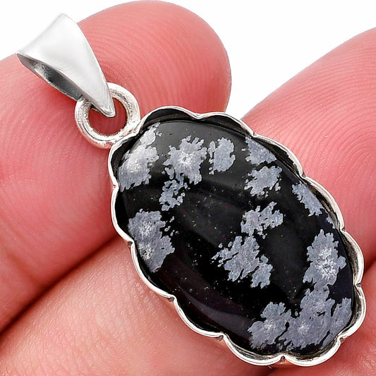 Natural Snow Flake Obsidian Pendant P-1555 SDP144757