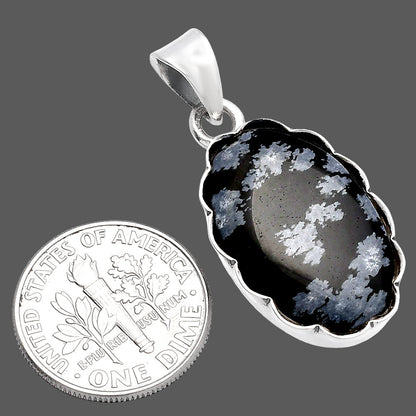 Natural Snow Flake Obsidian Pendant P-1555 SDP144757