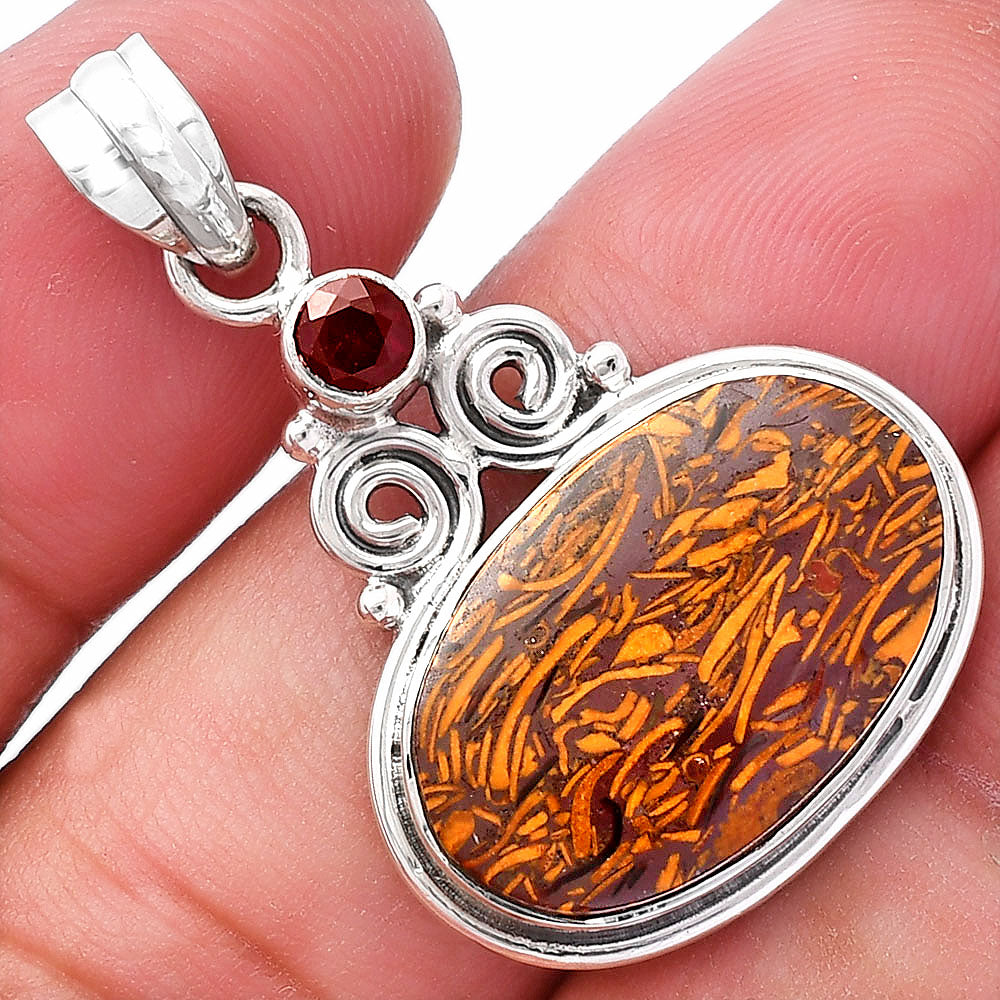 Coquina Fossil Jasper & Garnet Pendant P-1603 SDP144848