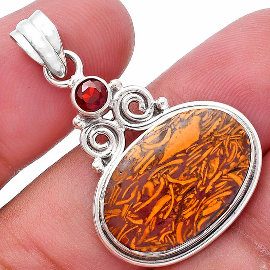 Coquina Fossil Jasper & Garnet Pendant P-1603 SDP144855