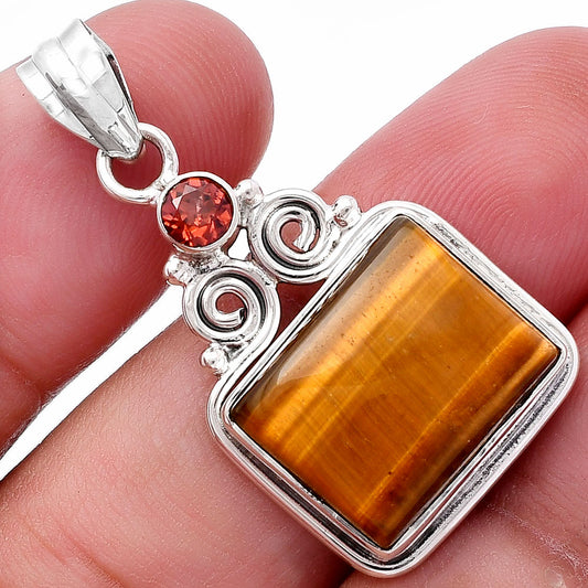 Natural Tiger Eye - Africa & Garnet Pendant P-1603 SDP144869