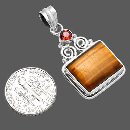 Natural Tiger Eye - Africa & Garnet Pendant P-1603 SDP144869