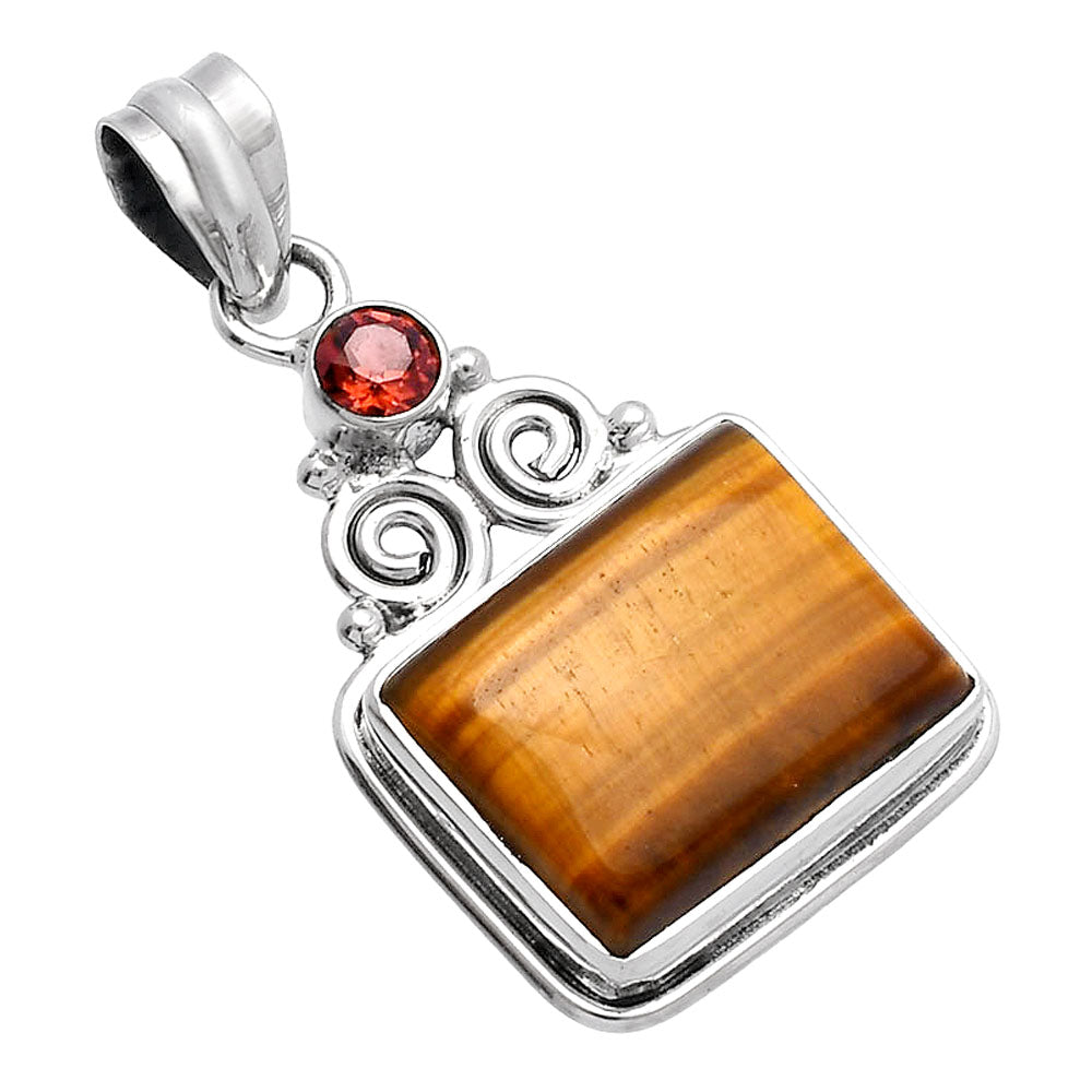 Natural Tiger Eye - Africa & Garnet Pendant P-1603 SDP144869