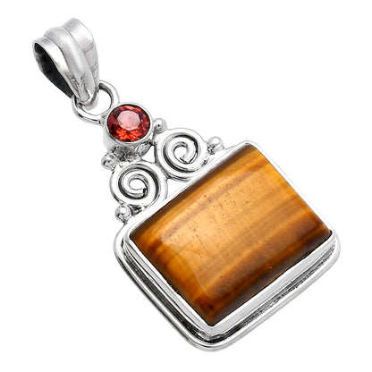 Natural Tiger Eye - Africa & Garnet Pendant P-1603 SDP144869