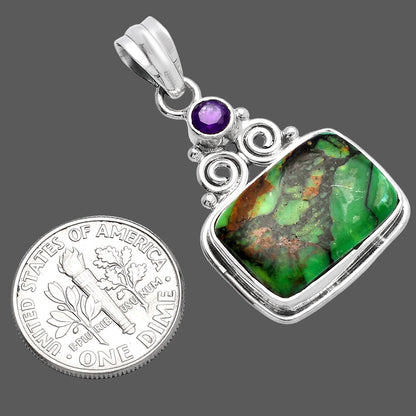 Green Matrix Turquoise & Amethyst Pendant P-1603 SDP144879
