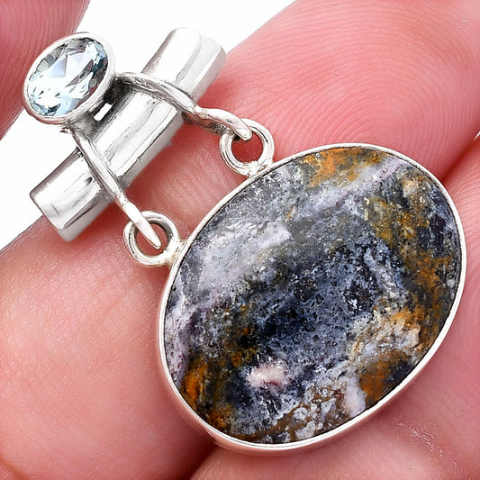 Indian Blanket Jasper and Sky Blue Topaz Pendant P-1276 SDP144903