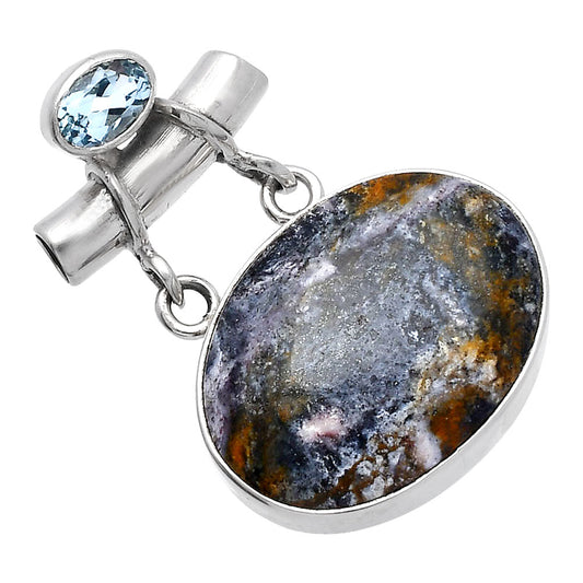 Indian Blanket Jasper and Sky Blue Topaz Pendant P-1276 SDP144903