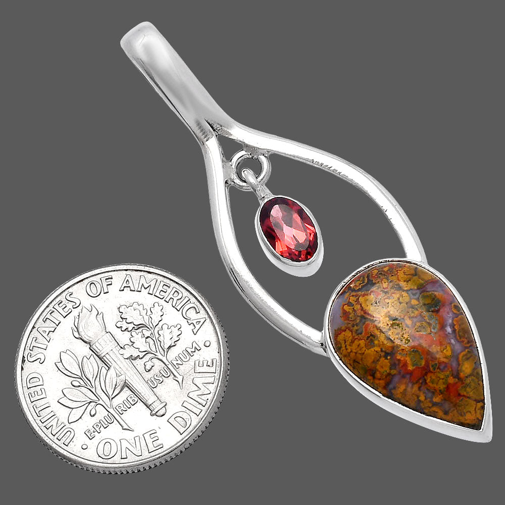 Rare Cady Mountain Agate & Garnet Pendant P-1648 SDP144947