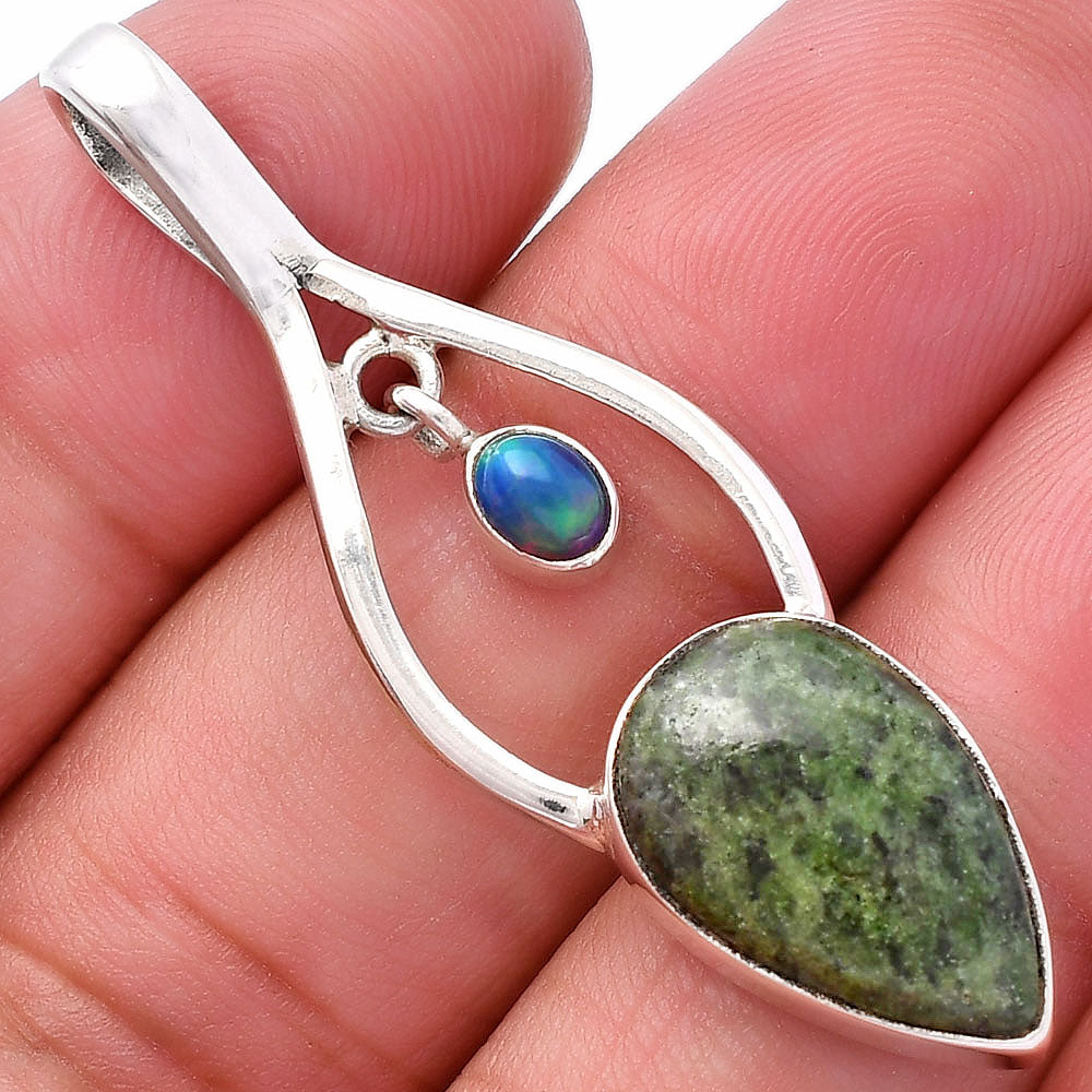 Serpentine & Black Ethiopian Opal Pendant P-1648 SDP144951