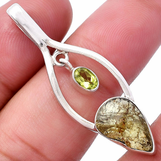 Rare Kornerupine Rough & Peridot Pendant P-1648 SDP144952