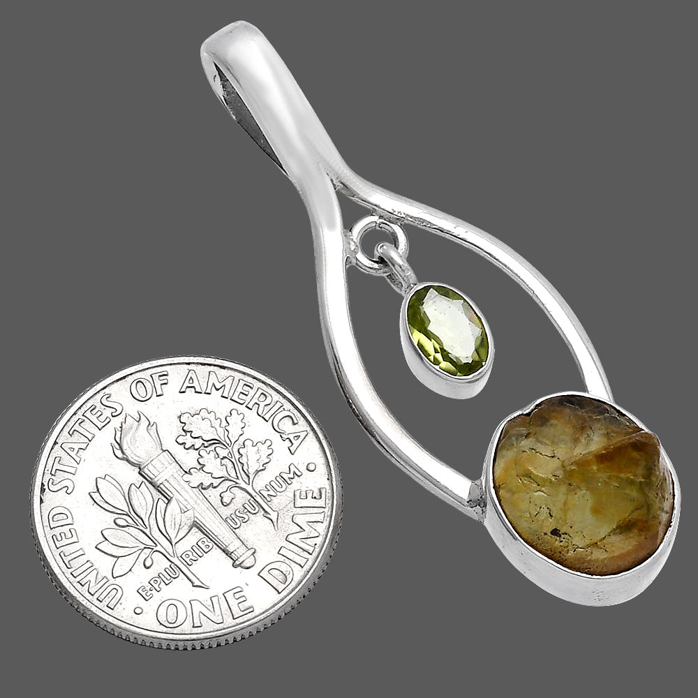 Rare Kornerupine Rough & Peridot Pendant P-1648 SDP144963