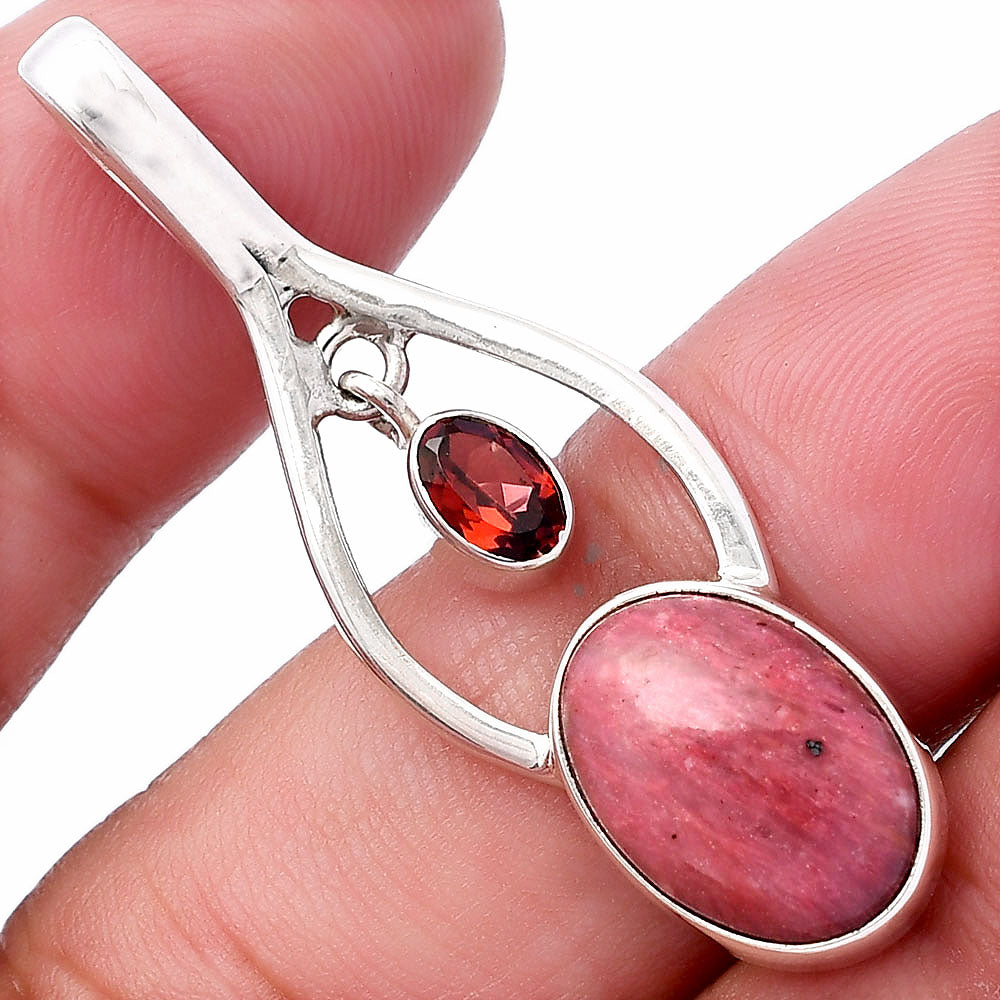 Natural Pink Tulip Quartz & Garnet Pendant P-1648 SDP144964