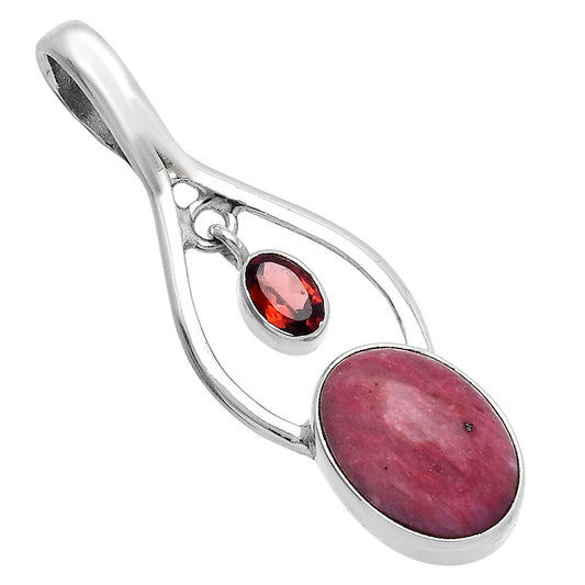 Natural Pink Tulip Quartz & Garnet Pendant P-1648 SDP144964
