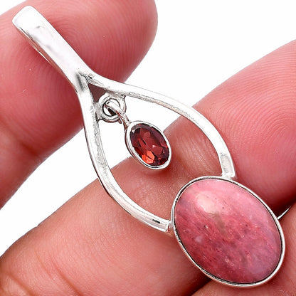 Natural Pink Tulip Quartz & Garnet Pendant P-1648 SDP144969