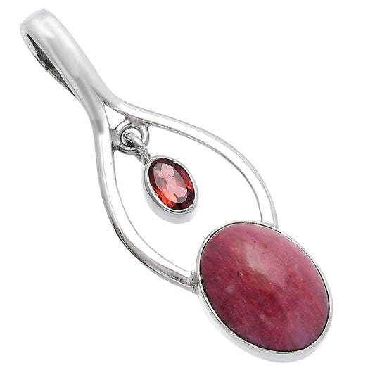 Natural Pink Tulip Quartz & Garnet Pendant P-1648 SDP144969