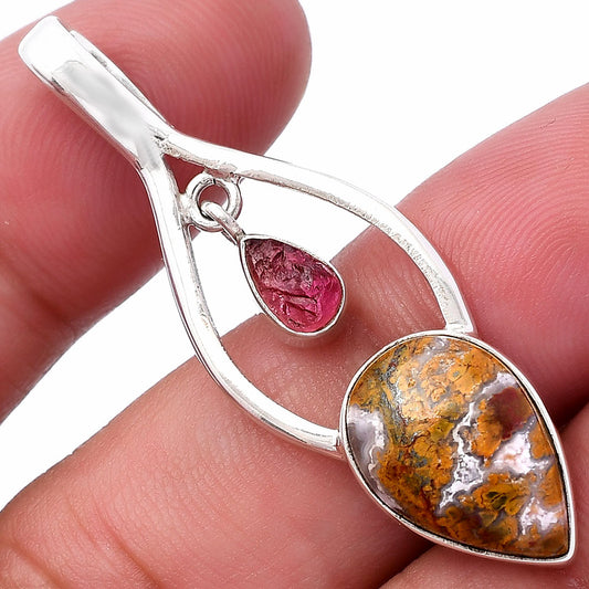 Rare Cady Mountain Agate & Pink Tourmaline Rough Pendant P-1648 SDP144972
