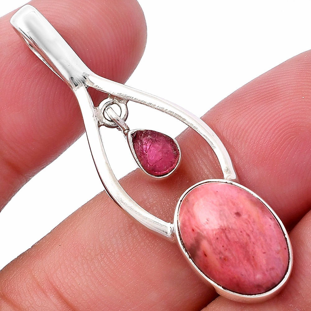 Pink Tulip Quartz & Pink Tourmaline Rough Pendant P-1648 SDP144976