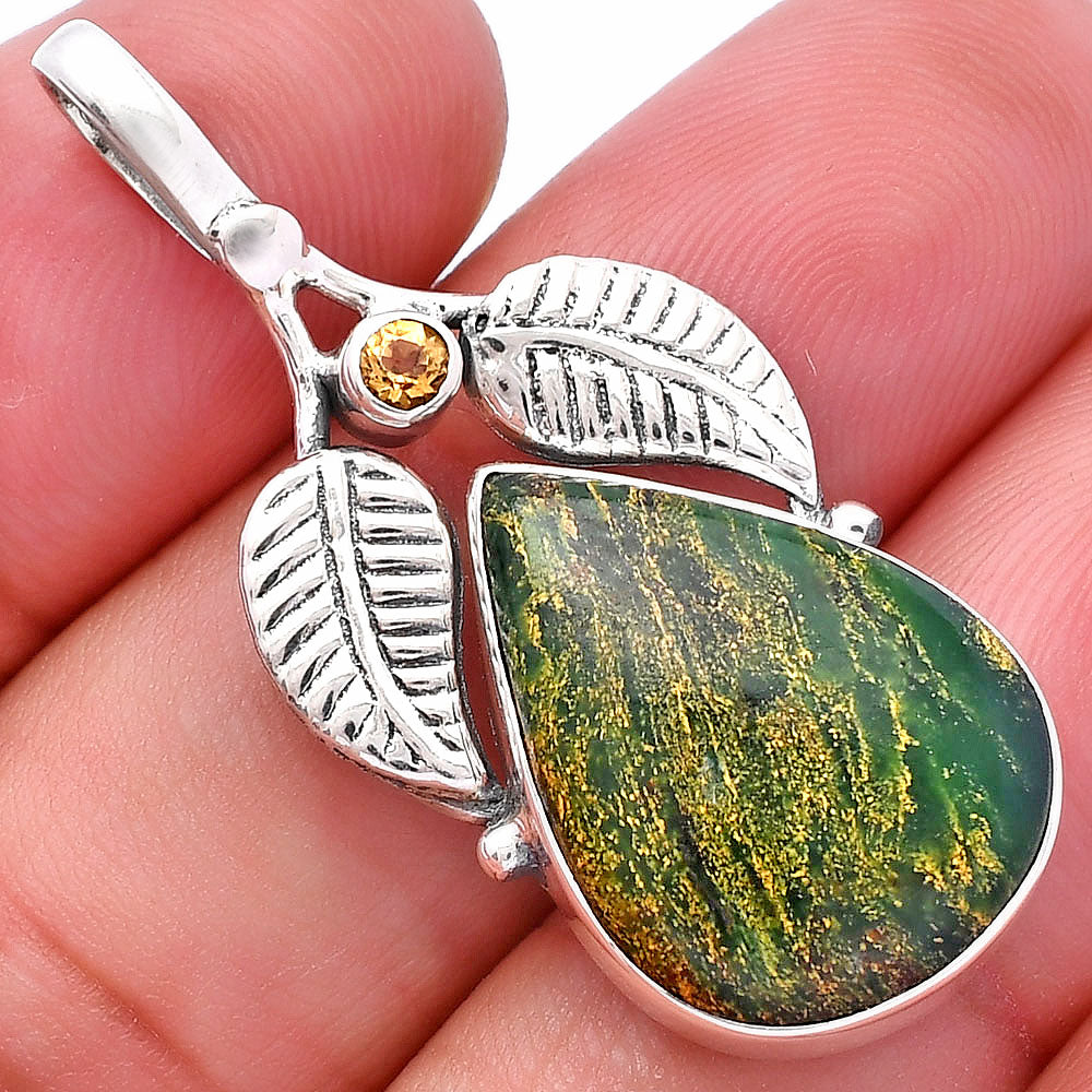Natural Green Fuchsite & Citrine Pendant P-1416 SDP144982