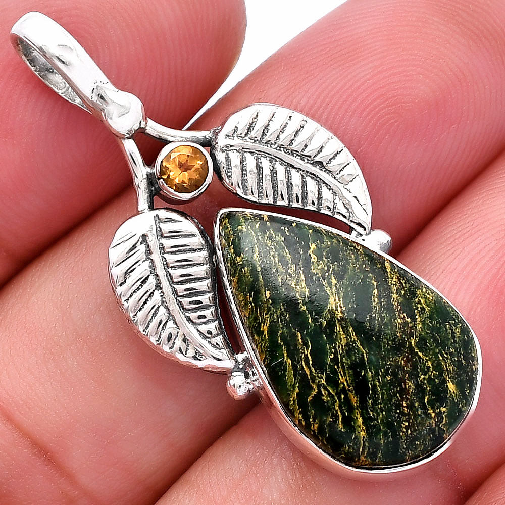 Natural Green Fuchsite & Citrine Pendant P-1416 SDP144985
