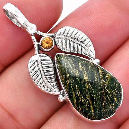 Natural Green Fuchsite & Citrine Pendant P-1416 SDP144985