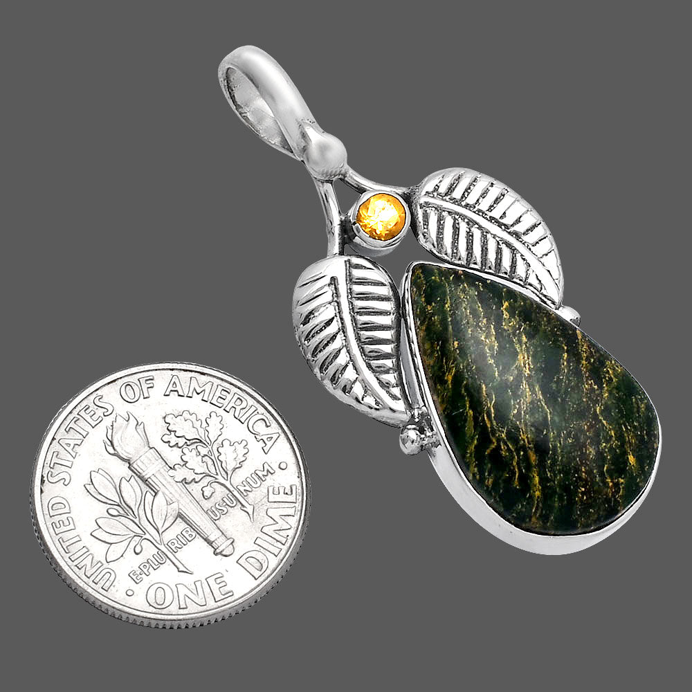 Natural Green Fuchsite & Citrine Pendant P-1416 SDP144985