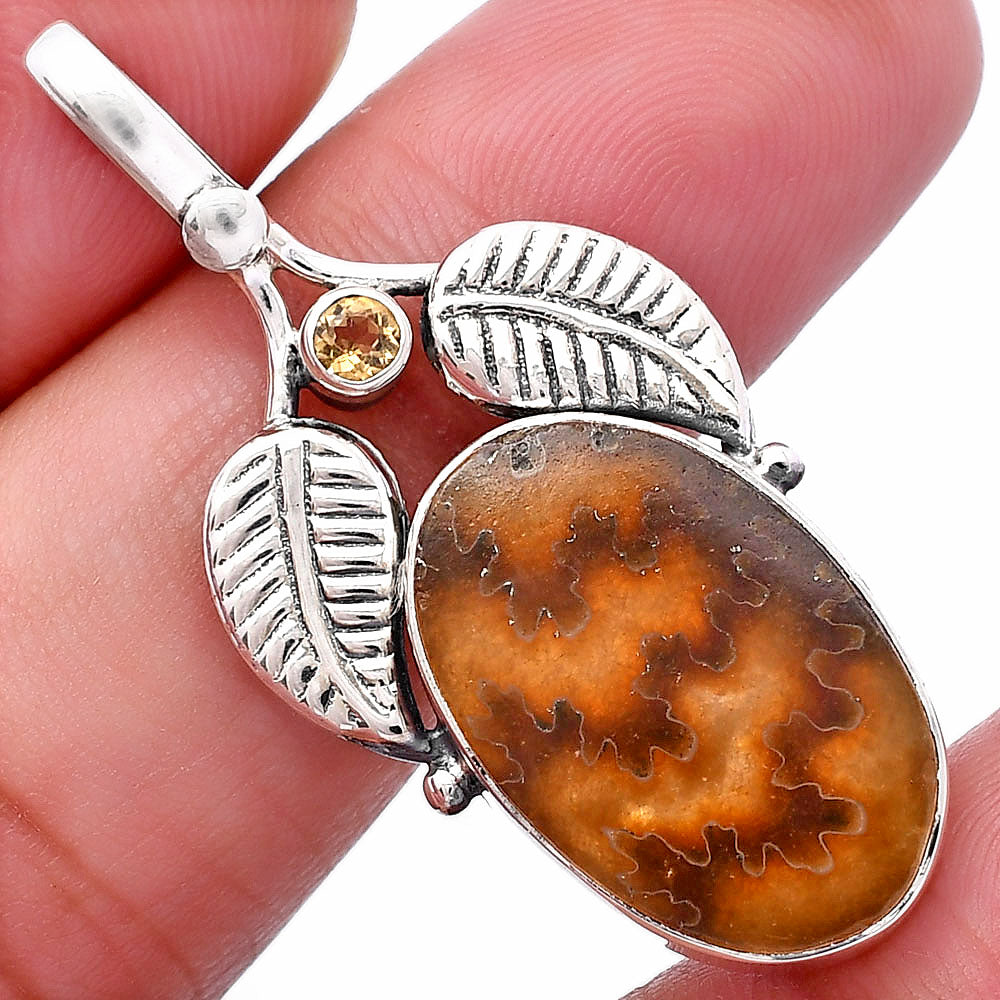 Natural Sutured Ammonite & Citrine Pendant P-1416 SDP144986