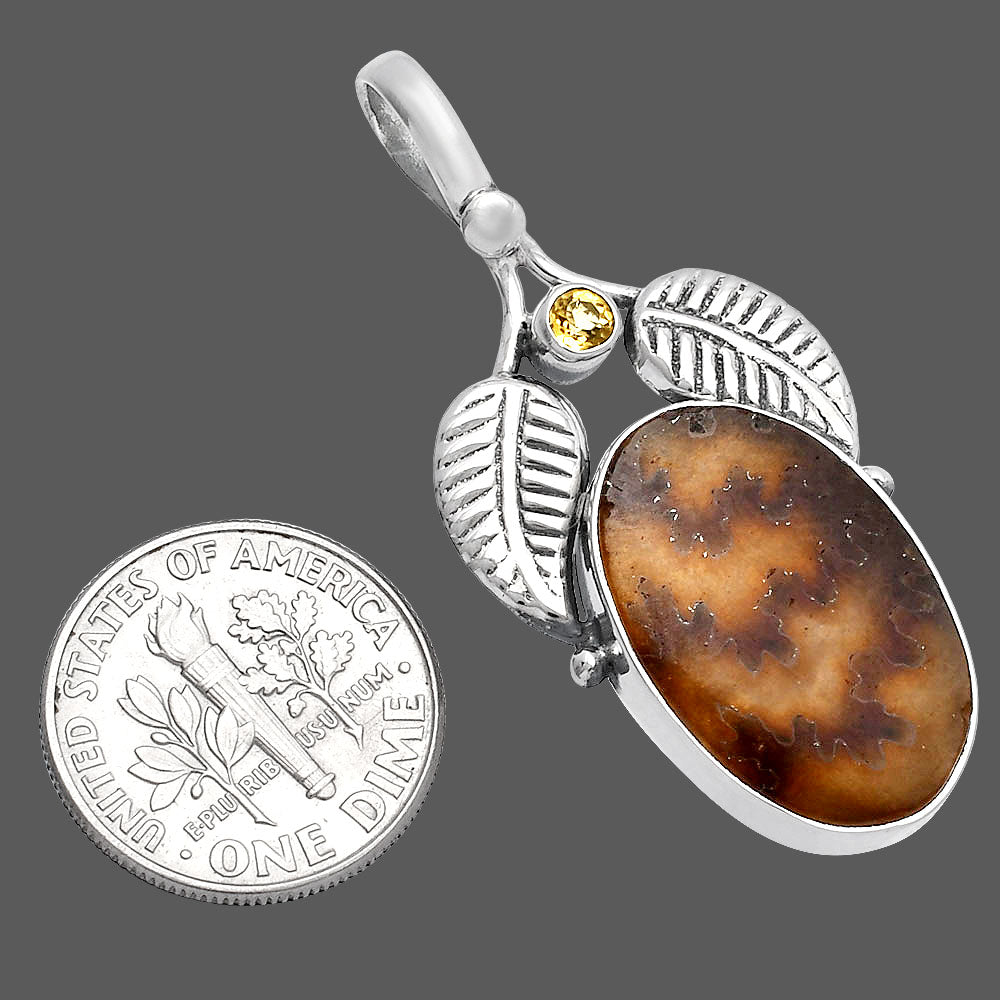 Natural Sutured Ammonite & Citrine Pendant P-1416 SDP144986