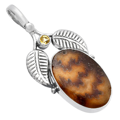Natural Sutured Ammonite & Citrine Pendant P-1416 SDP144986
