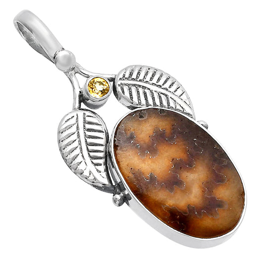 Natural Sutured Ammonite & Citrine Pendant P-1416 SDP144986