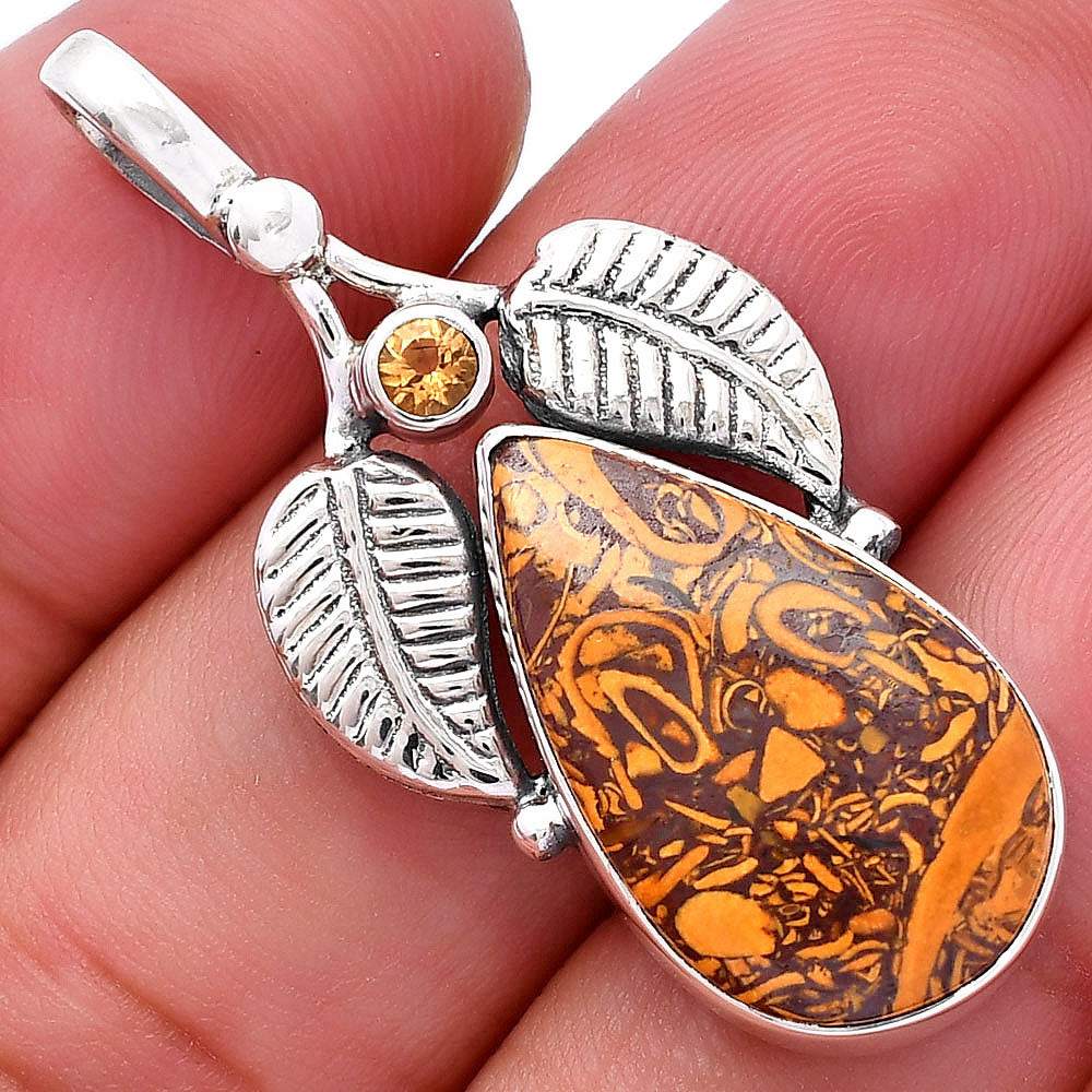 Coquina Fossil Jasper & Citrine Pendant P-1416 SDP144987