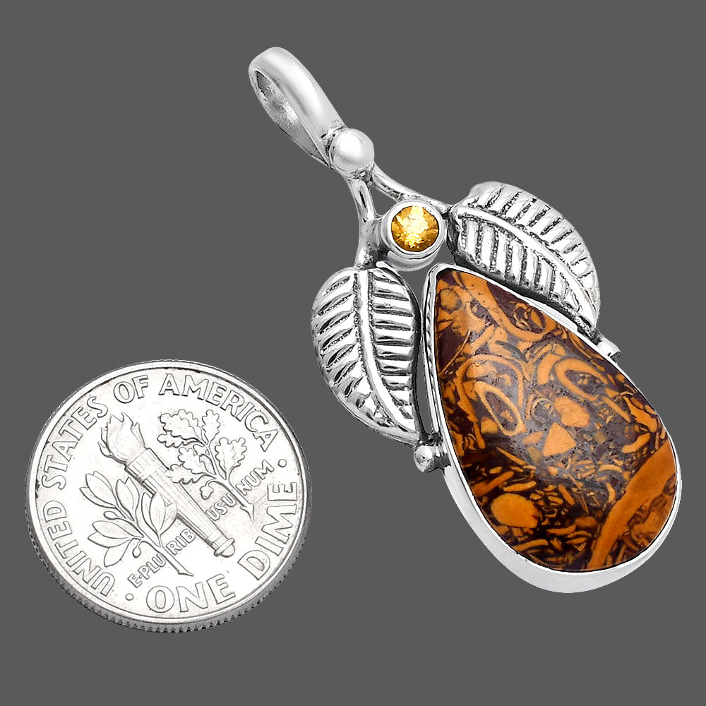 Coquina Fossil Jasper & Citrine Pendant P-1416 SDP144987