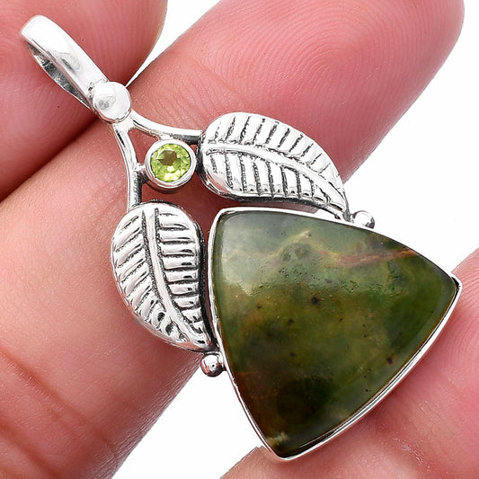 Natural Chrome Chalcedony & Peridot Pendant P-1416 SDP144988