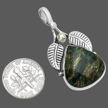Natural Green Fuchsite & Peridot Pendant P-1416 SDP144990