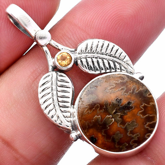 Natural Sutured Ammonite & Citrine Pendant P-1416 SDP144992