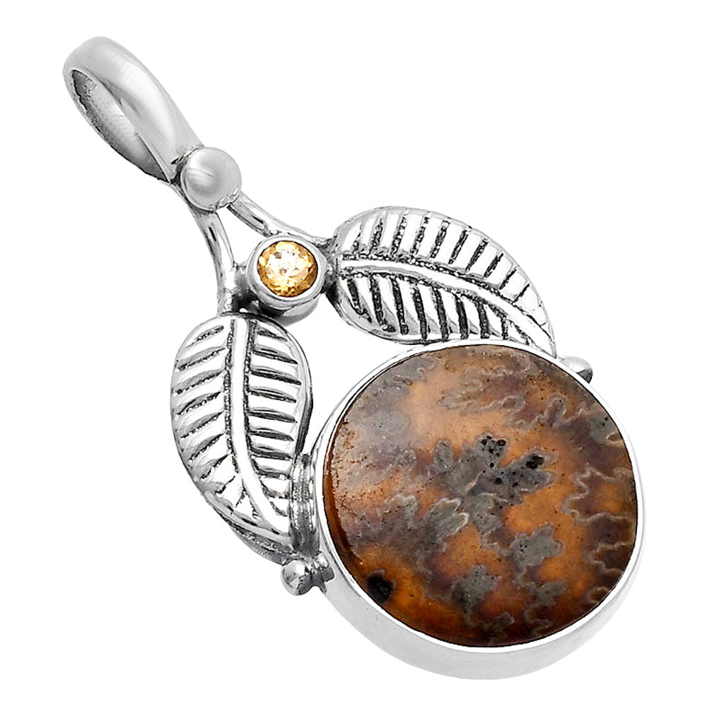 Natural Sutured Ammonite & Citrine Pendant P-1416 SDP144992