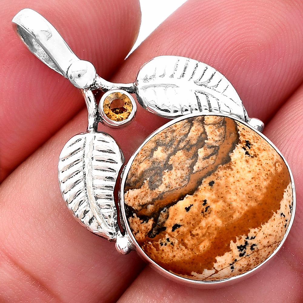 Natural Picture Jasper & Citrine Pendant P-1416 SDP144994