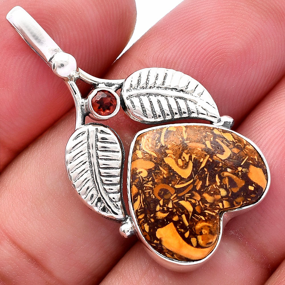 Heart Coquina Fossil Jasper & Citrine Pendant P-1416 SDP144995