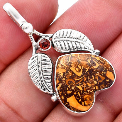 Heart Coquina Fossil Jasper & Citrine Pendant P-1416 SDP144995