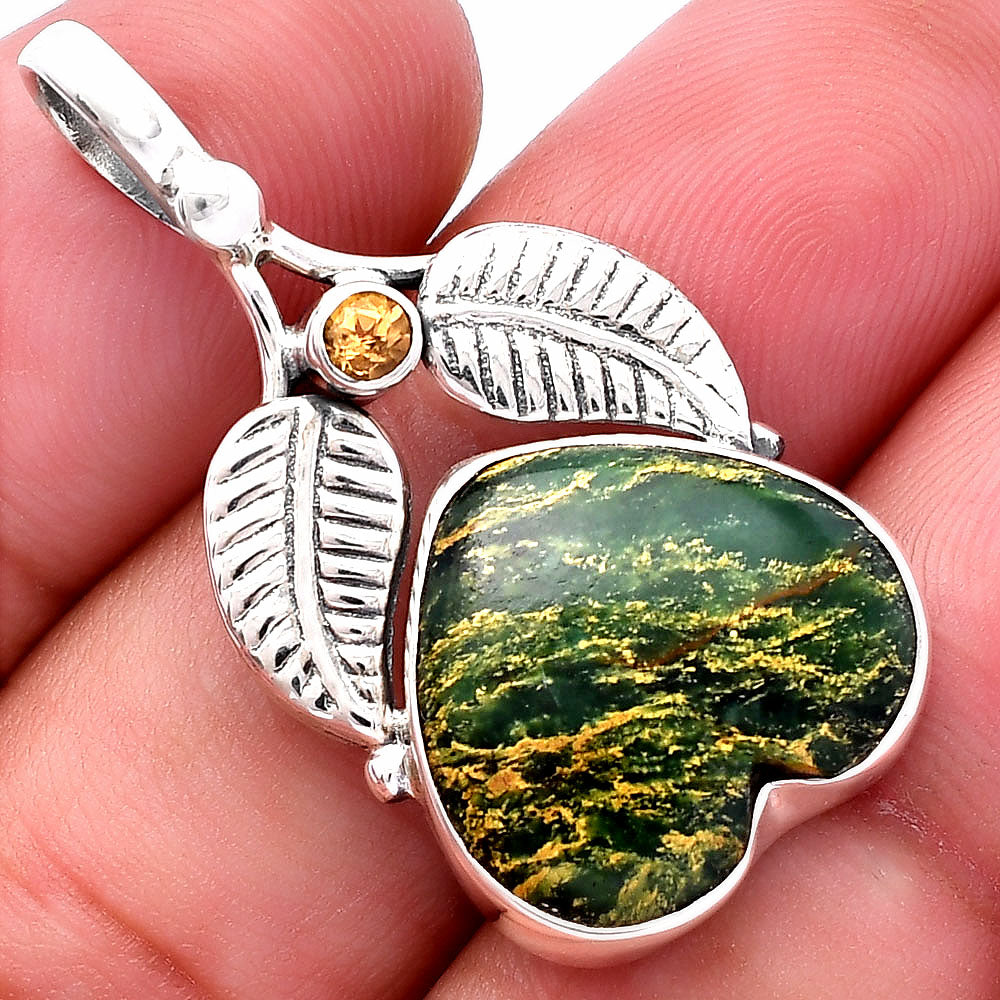 Heart Green Fuchsite & Citrine Pendant P-1416 SDP145005