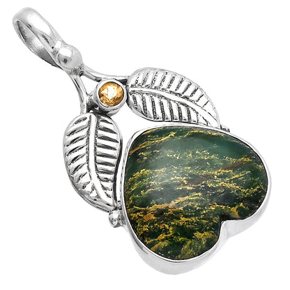 Heart Green Fuchsite & Citrine Pendant P-1416 SDP145005