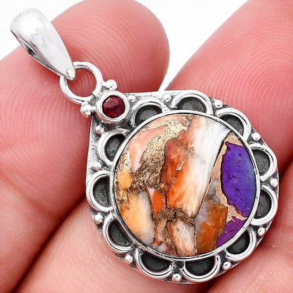 Spiny Oyster Turquoise & Garnet Pendant P-1080 SDP145054