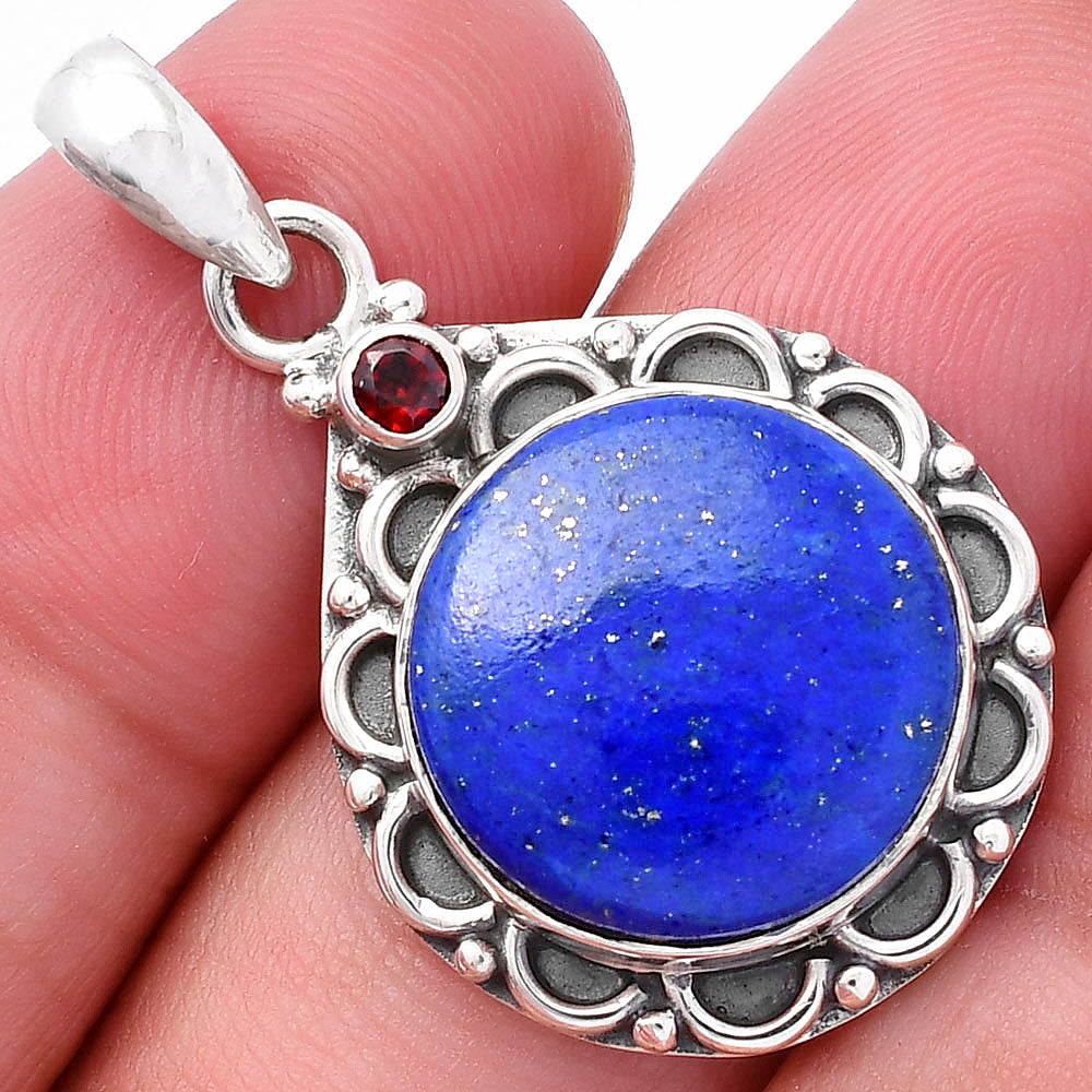 Lapis Lazuli - Afghanistan & Garnet Pendant P-1080 SDP145057