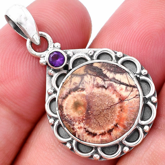 Natural Mexican Bird Eye & Amethyst Pendant P-1080 SDP145059