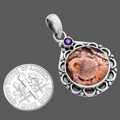 Natural Mexican Bird Eye & Amethyst Pendant P-1080 SDP145059
