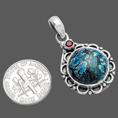 Natural Shattuckite - USA & Garnet Pendant P-1080 SDP145075