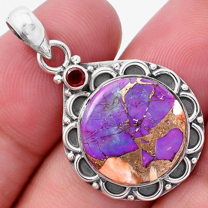 Spiny Oyster Turquoise & Garnet Pendant P-1080 SDP145090
