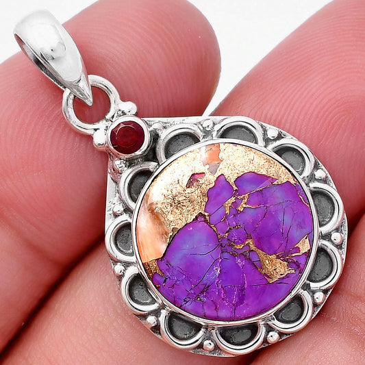 Spiny Oyster Turquoise & Garnet Pendant P-1080 SDP145091