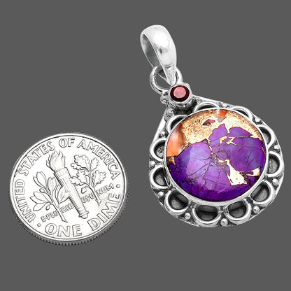 Spiny Oyster Turquoise & Garnet Pendant P-1080 SDP145091