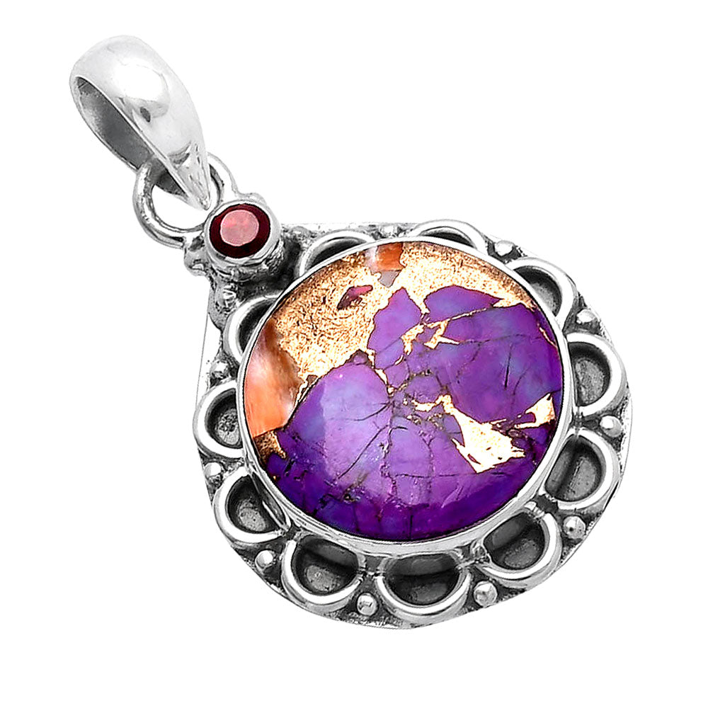 Spiny Oyster Turquoise & Garnet Pendant P-1080 SDP145091